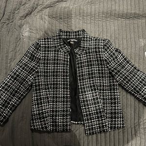 AUTHENTIC Karl Lagerfeld black and white tweed blazer